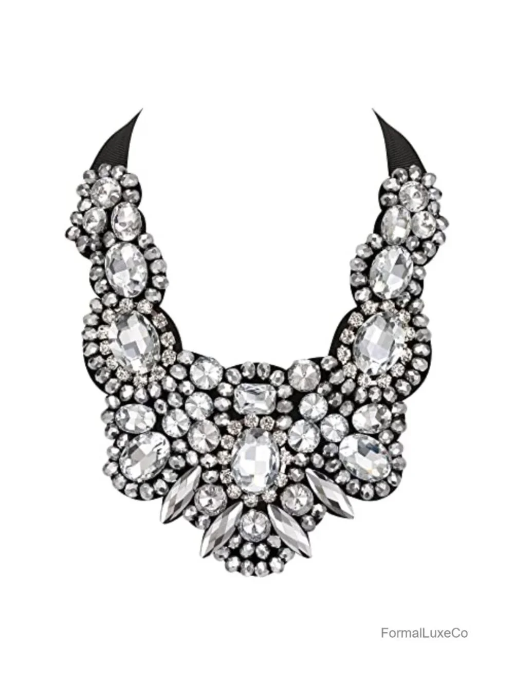 Rhinestone Crystal Bib Collar Statement Necklace Chunky